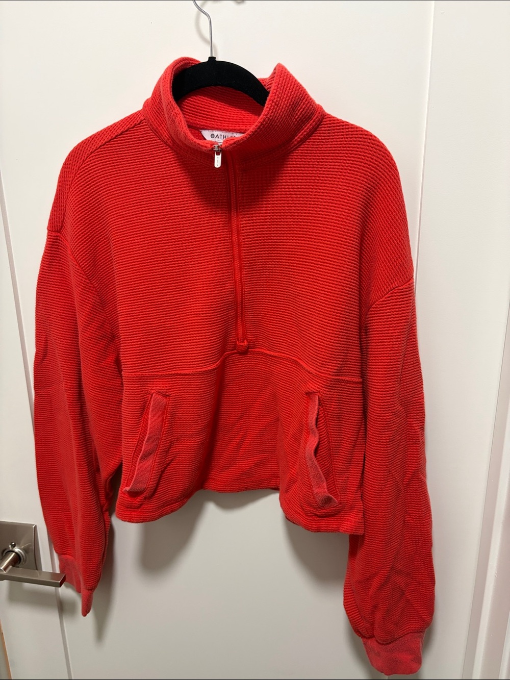 Athleta Red Half-Zip Waffle Pullover